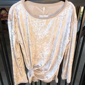 Tan Crushed Velvet Sweater